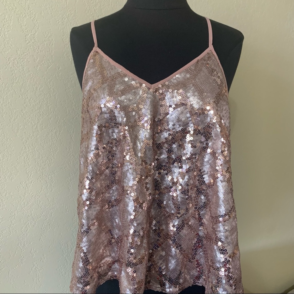 San Joy Rose-Gold Sequin Top